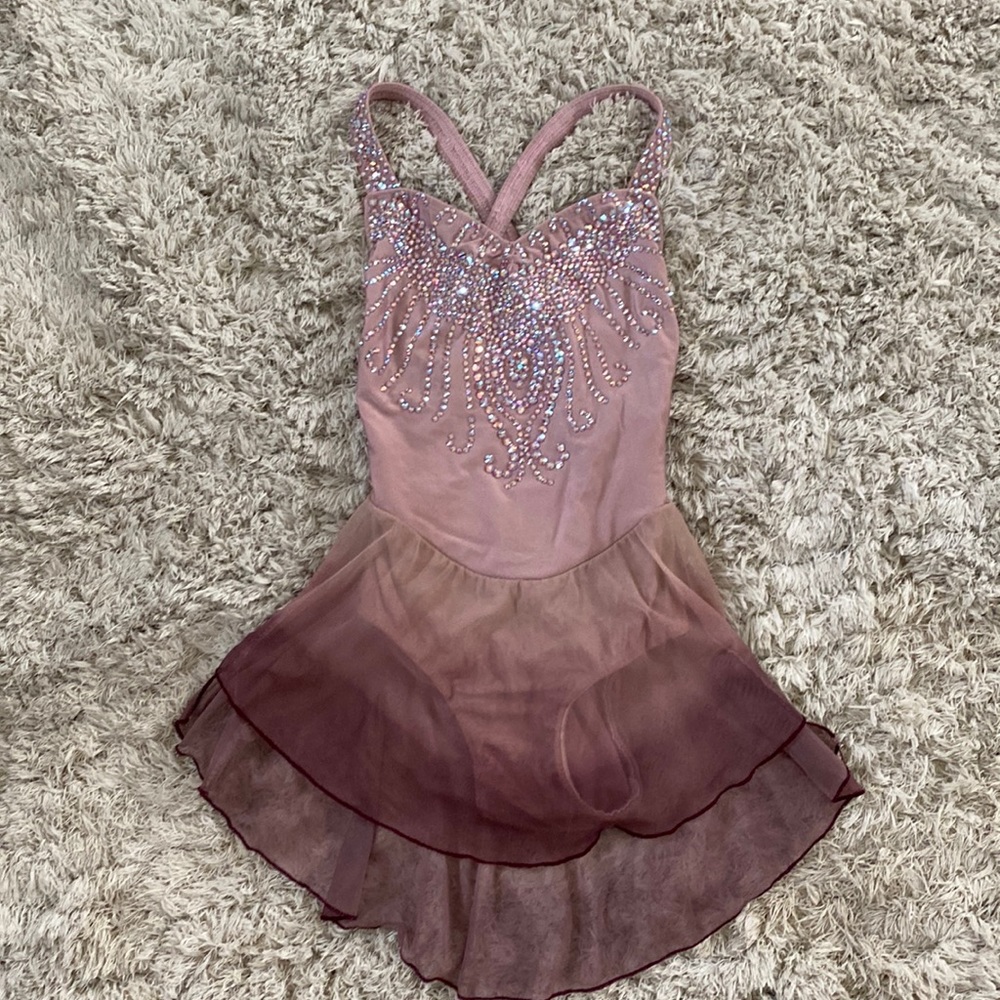 Pink ombré sparkly figure skating dress